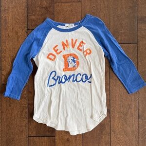 Junkfood Sz XS “Vintage” Baseball Tee Denver Broncos Football Blue 3/4 Sleeve